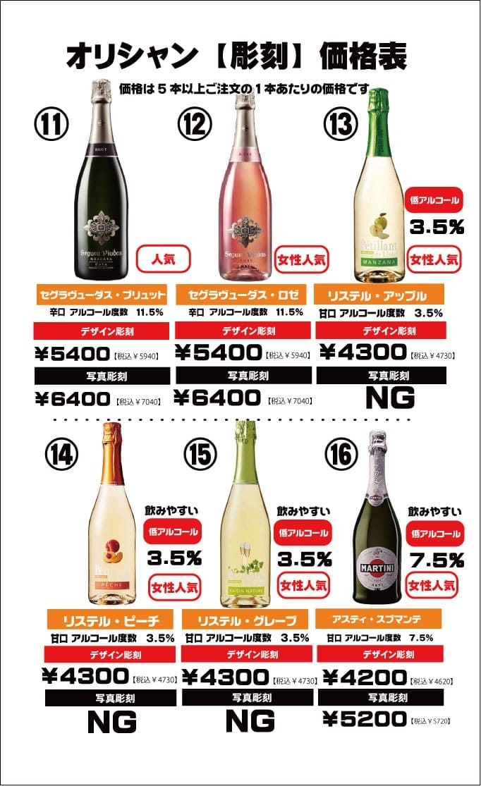 オリシャン（彫刻）価格表3